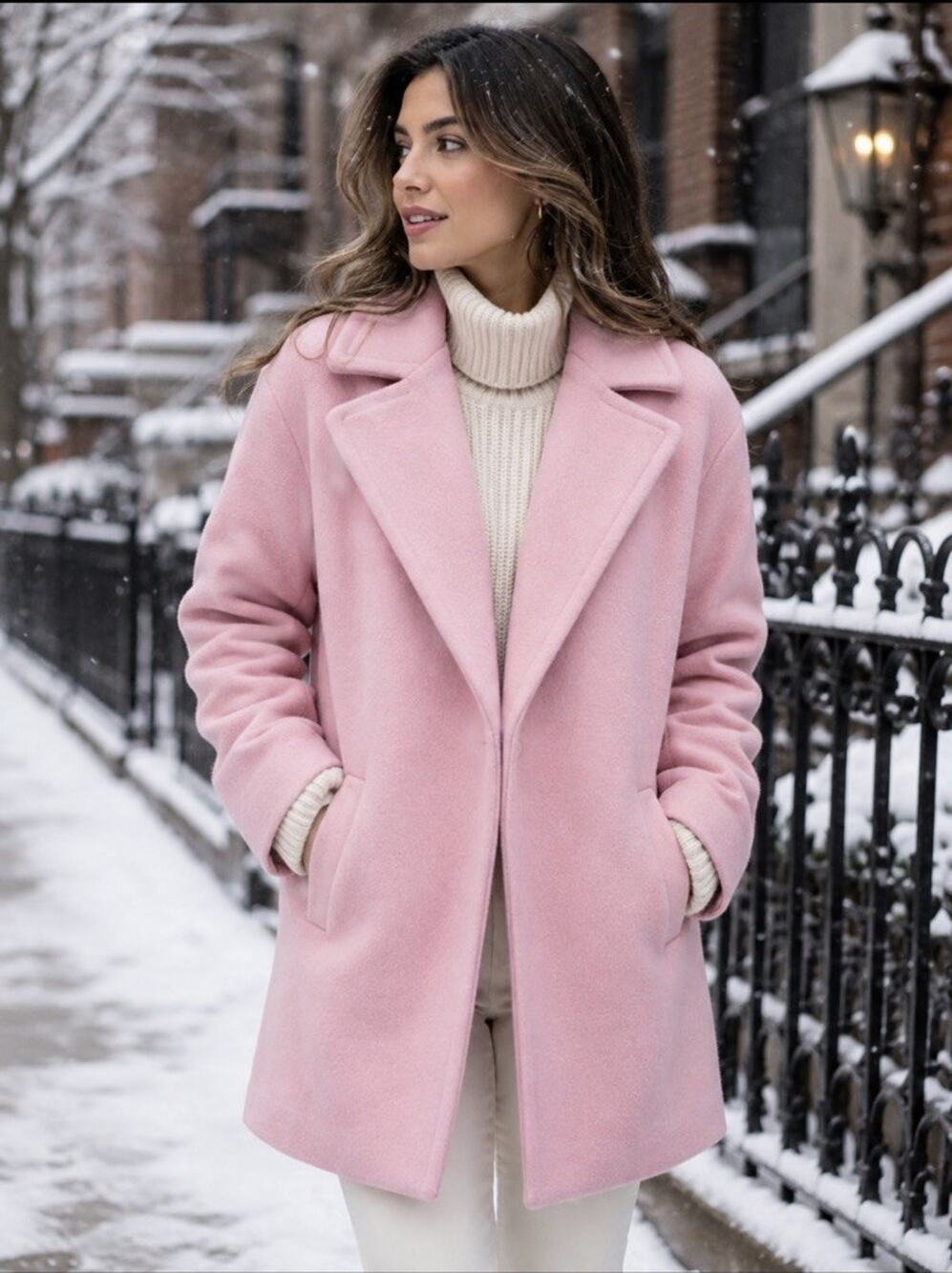 NWT JOA Los Angeles Wool Blend Pastel Pink Overcoat Sz M Feminine Oversized